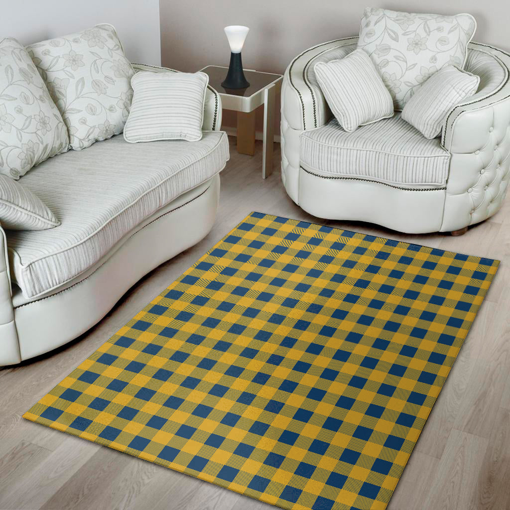 Blue And Yellow Buffalo Check Print Area Rug