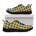 Blue And Yellow Buffalo Check Print Black Running Shoes