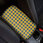 Blue And Yellow Buffalo Check Print Car Center Console Cover