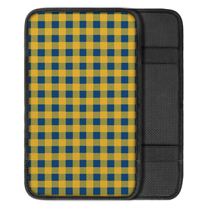 Blue And Yellow Buffalo Check Print Car Center Console Cover