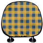 Blue And Yellow Buffalo Check Print Car Headrest Covers