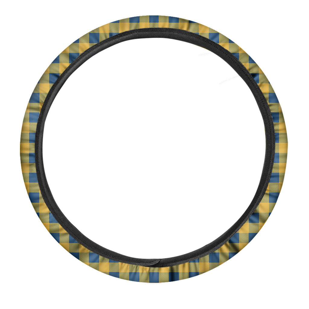 Blue And Yellow Buffalo Check Print Car Steering Wheel Cover