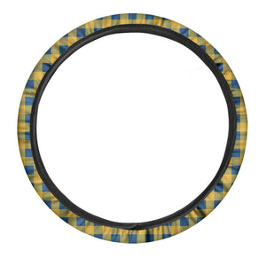 Blue And Yellow Buffalo Check Print Car Steering Wheel Cover