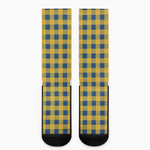 Blue And Yellow Buffalo Check Print Crew Socks