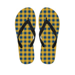 Blue And Yellow Buffalo Check Print Flip Flops