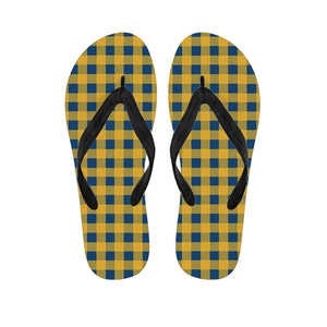 Blue And Yellow Buffalo Check Print Flip Flops