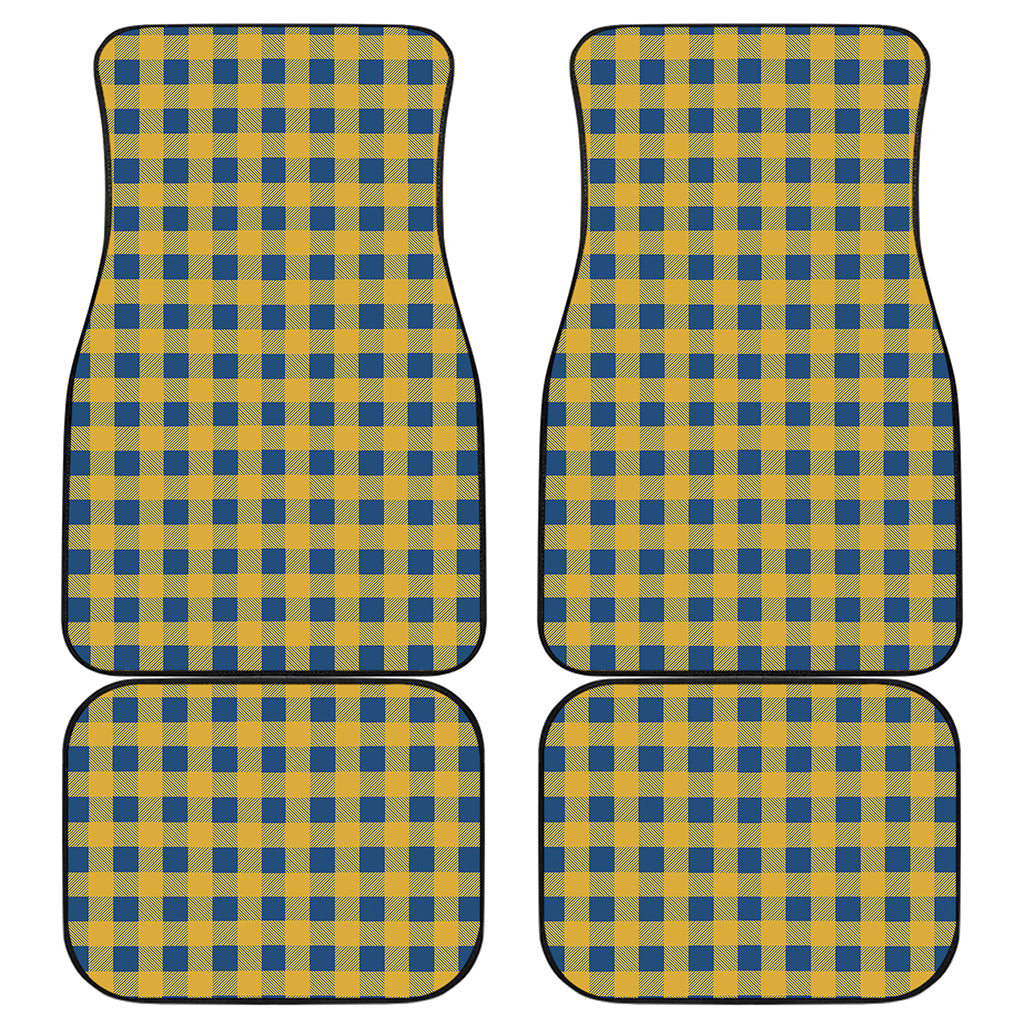 Blue And Yellow Buffalo Check Print Front and Back Car Floor Mats
