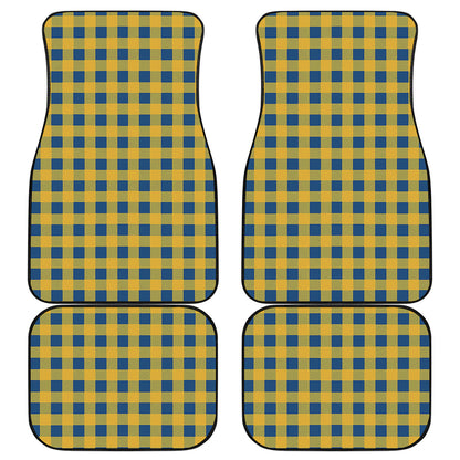 Blue And Yellow Buffalo Check Print Front and Back Car Floor Mats
