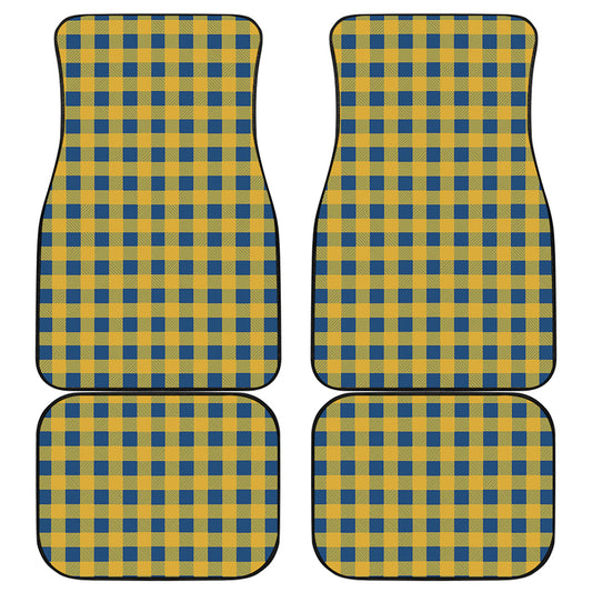 Blue And Yellow Buffalo Check Print Front and Back Car Floor Mats