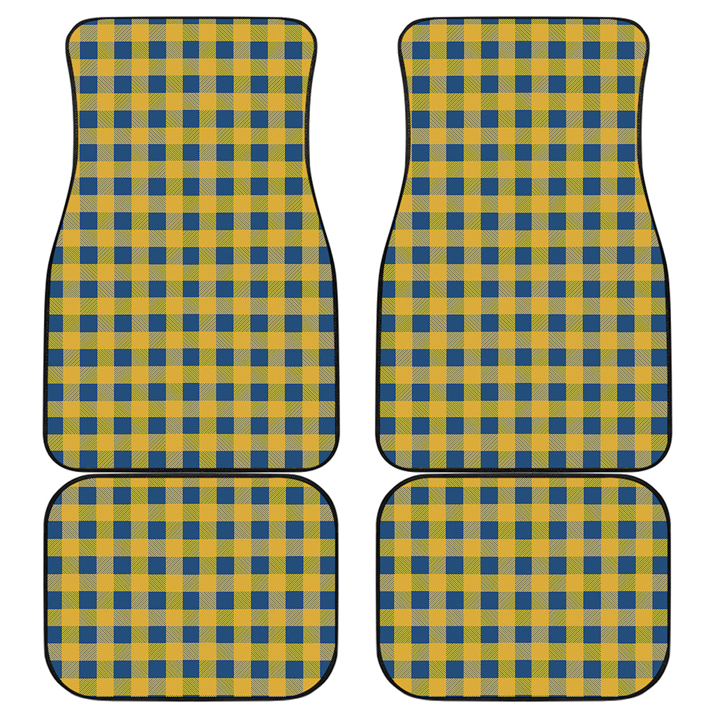 Blue And Yellow Buffalo Check Print Front and Back Car Floor Mats