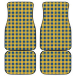 Blue And Yellow Buffalo Check Print Front and Back Car Floor Mats