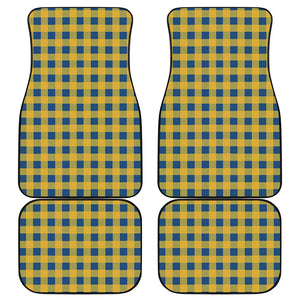 Blue And Yellow Buffalo Check Print Front and Back Car Floor Mats