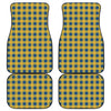 Blue And Yellow Buffalo Check Print Front and Back Car Floor Mats