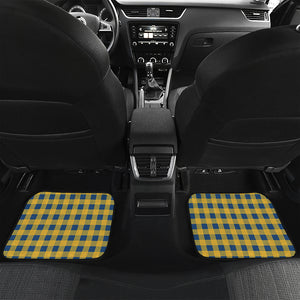 Blue And Yellow Buffalo Check Print Front and Back Car Floor Mats