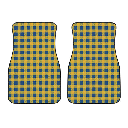 Blue And Yellow Buffalo Check Print Front Car Floor Mats