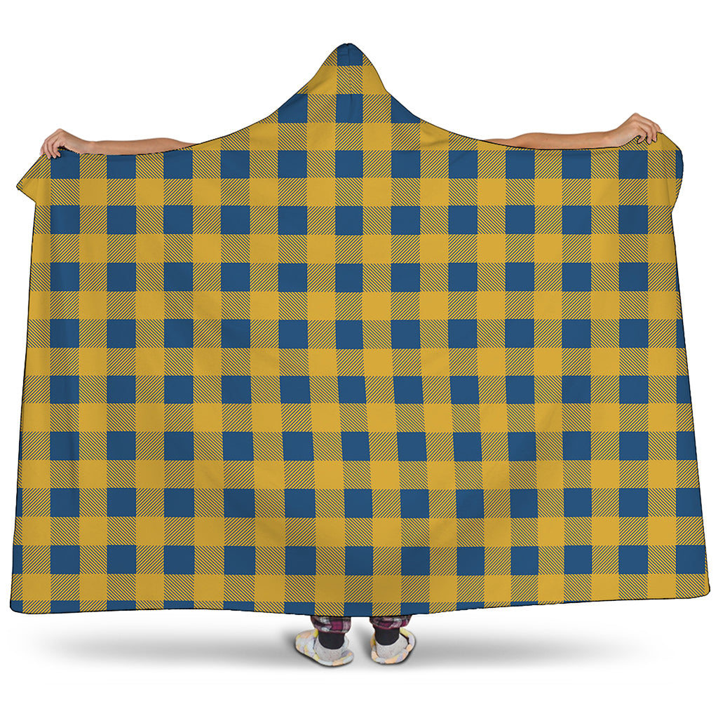 Blue And Yellow Buffalo Check Print Hooded Blanket
