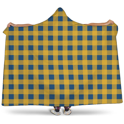 Blue And Yellow Buffalo Check Print Hooded Blanket