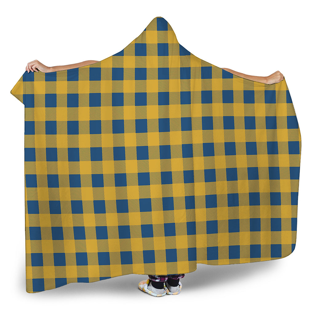 Blue And Yellow Buffalo Check Print Hooded Blanket
