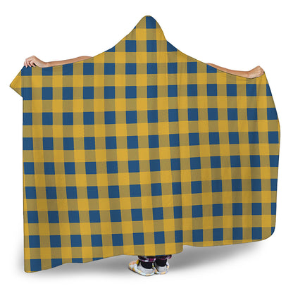 Blue And Yellow Buffalo Check Print Hooded Blanket