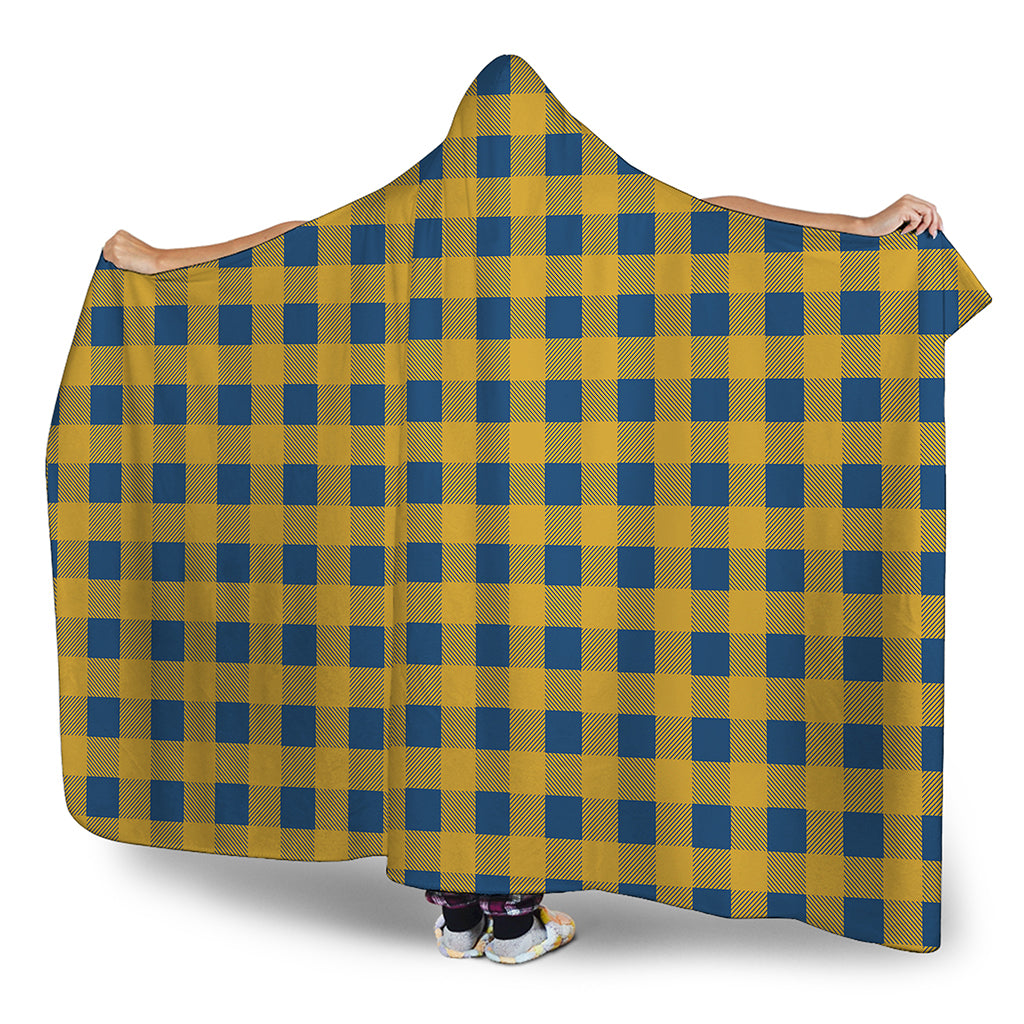 Blue And Yellow Buffalo Check Print Hooded Blanket