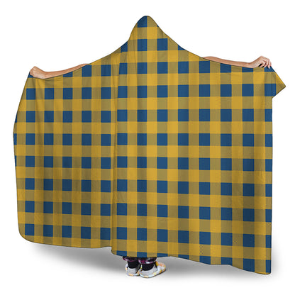 Blue And Yellow Buffalo Check Print Hooded Blanket