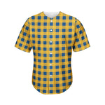 Blue And Yellow Buffalo Check Print Men's Baseball Jersey