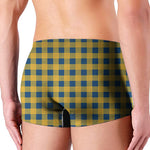 Blue And Yellow Buffalo Check Print Men's Boxer Briefs