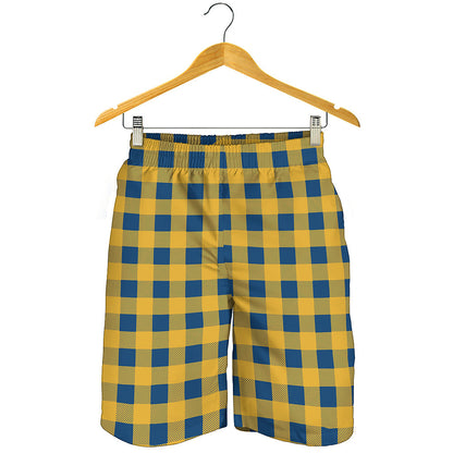 Blue And Yellow Buffalo Check Print Men's Shorts