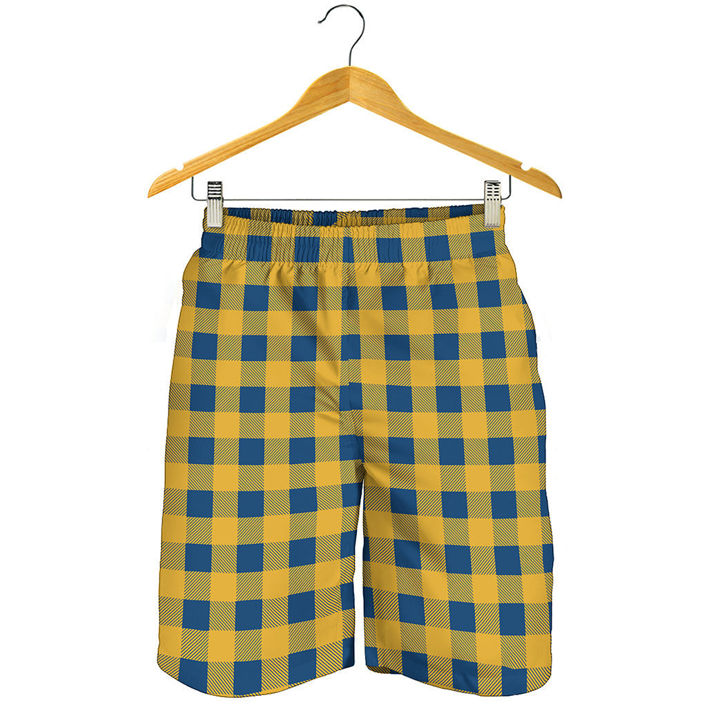 Blue And Yellow Buffalo Check Print Men's Shorts