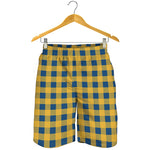 Blue And Yellow Buffalo Check Print Men's Shorts