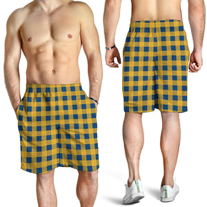 Blue And Yellow Buffalo Check Print Men's Shorts