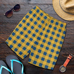 Blue And Yellow Buffalo Check Print Men's Shorts