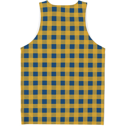 Blue And Yellow Buffalo Check Print Men's Tank Top