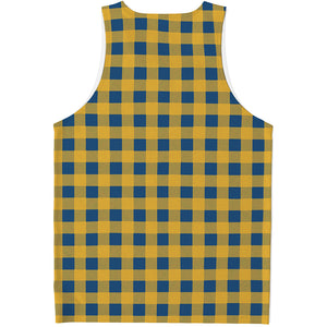 Blue And Yellow Buffalo Check Print Men's Tank Top