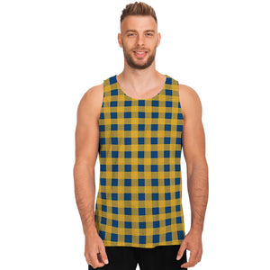 Blue And Yellow Buffalo Check Print Men's Tank Top