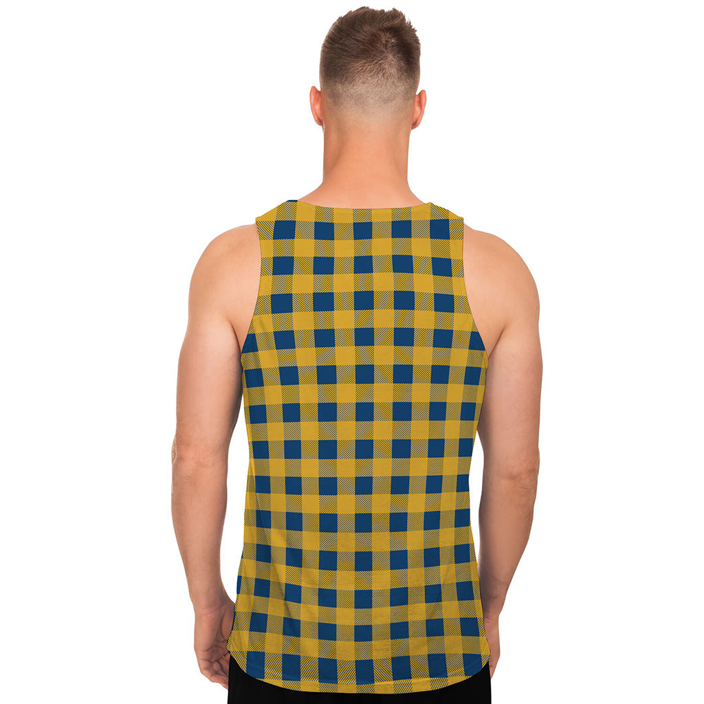 Blue And Yellow Buffalo Check Print Men's Tank Top