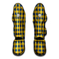 Blue And Yellow Buffalo Check Print Muay Thai Shin Guards