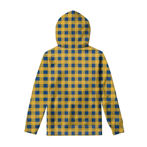 Blue And Yellow Buffalo Check Print Pullover Hoodie