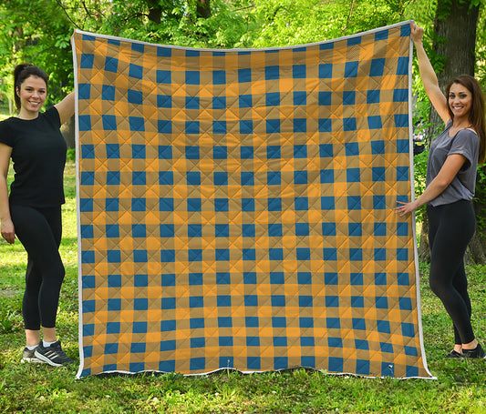 Blue And Yellow Buffalo Check Print Quilt