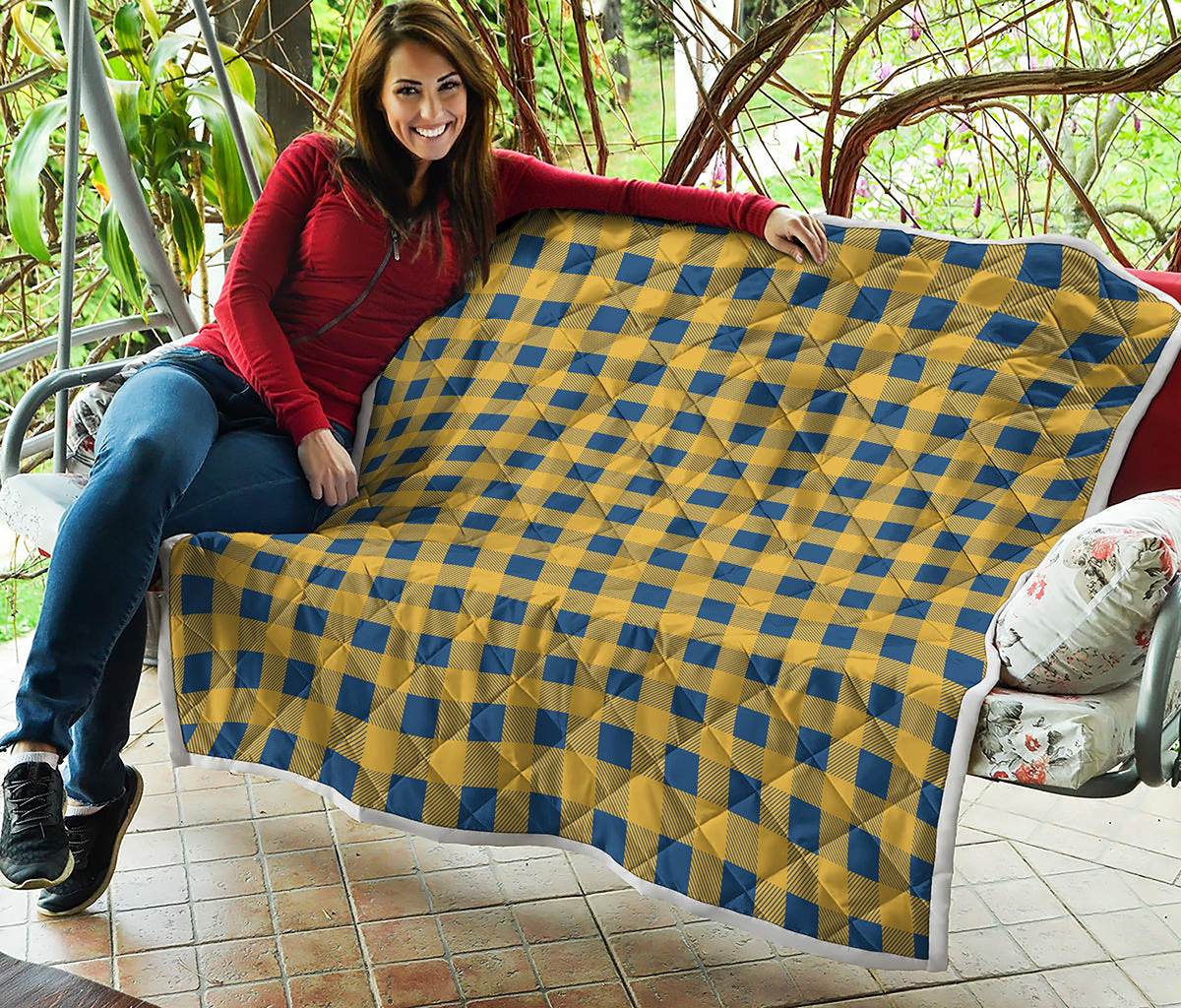 Blue And Yellow Buffalo Check Print Quilt