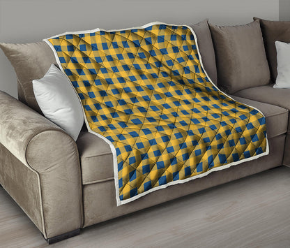 Blue And Yellow Buffalo Check Print Quilt