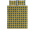 Blue And Yellow Buffalo Check Print Quilt Bed Set