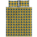 Blue And Yellow Buffalo Check Print Quilt Bed Set