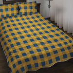 Blue And Yellow Buffalo Check Print Quilt Bed Set