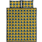 Blue And Yellow Buffalo Check Print Quilt Bed Set