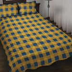 Blue And Yellow Buffalo Check Print Quilt Bed Set