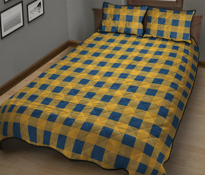 Blue And Yellow Buffalo Check Print Quilt Bed Set