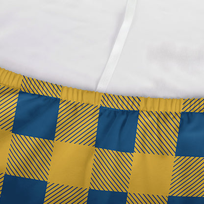 Blue And Yellow Buffalo Check Print Sofa Cover
