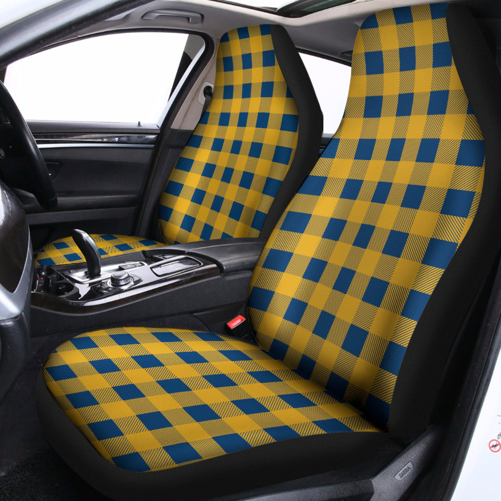 Blue And Yellow Buffalo Check Print Universal Fit Car Seat Covers