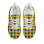 Blue And Yellow Buffalo Check Print White Sneakers